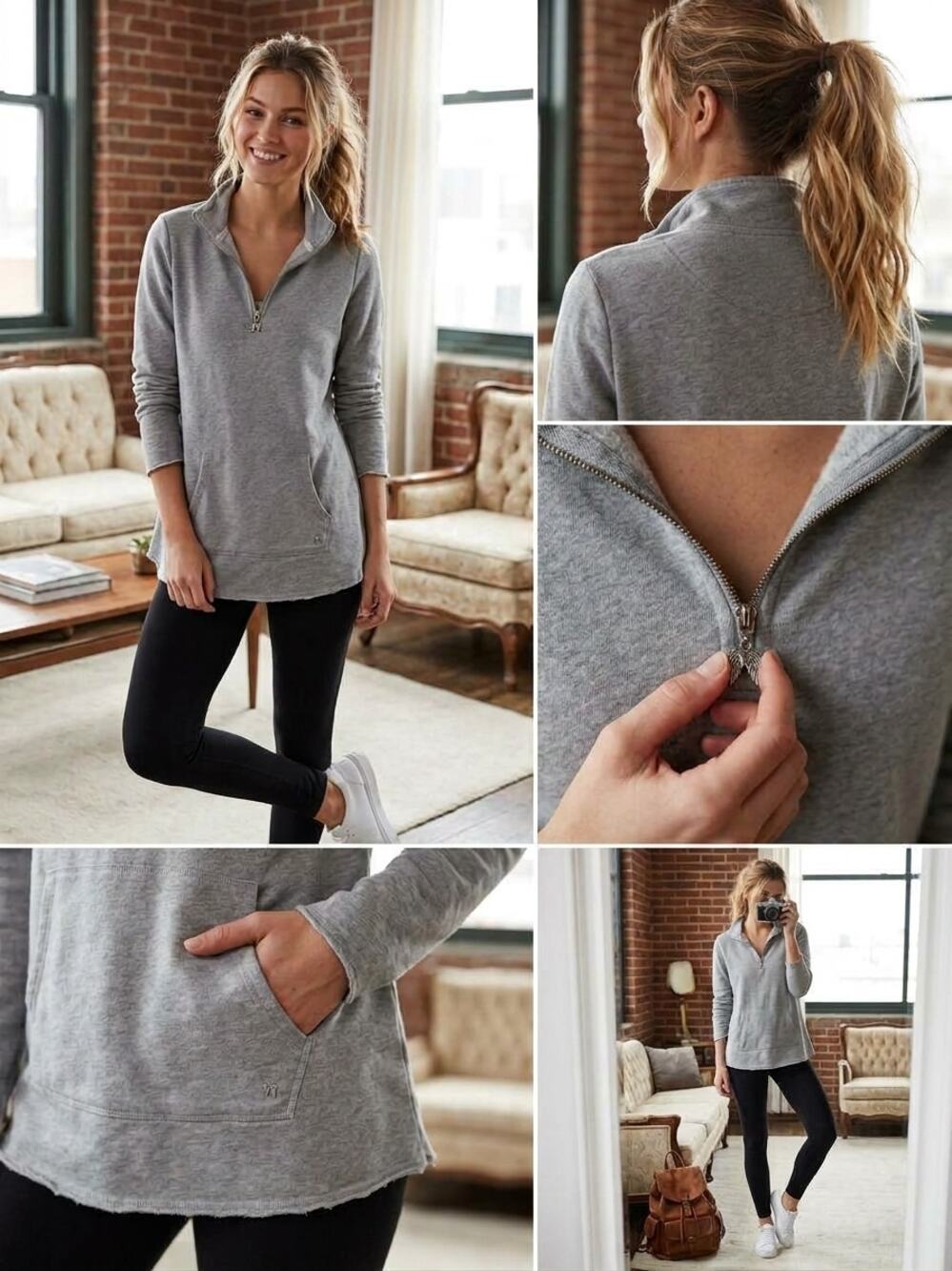 Victoria Secret Angel Wings Quarter Zip Tunic Sweatshirt L Y2K G0076